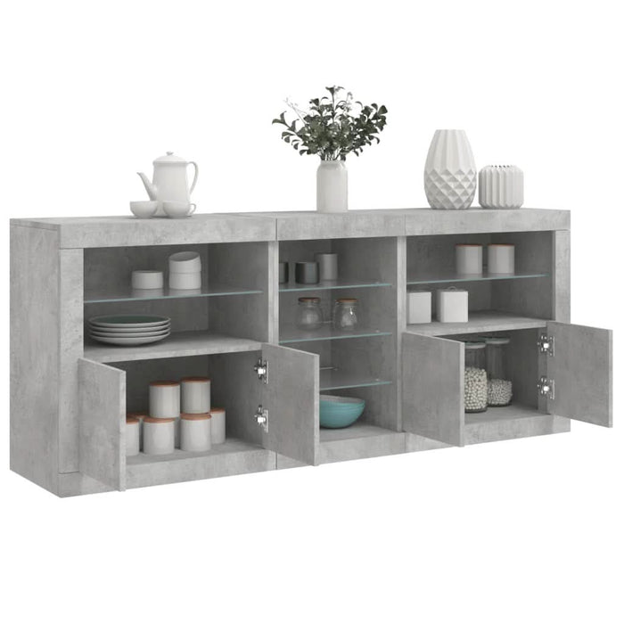 Servantă cu lumini LED, gri beton, 162x37x67 cm - WALTI WALTI