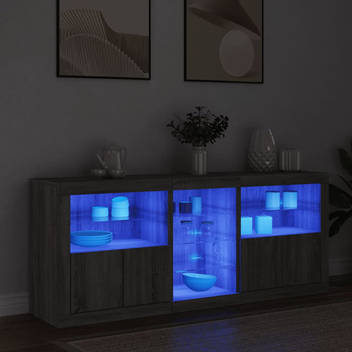Servantă cu lumini LED, gri sonoma, 162x37x67 cm - WALTI WALTI
