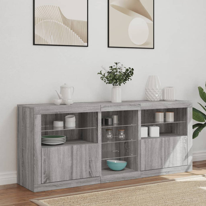 Servantă cu lumini LED, gri sonoma, 162x37x67 cm - WALTI WALTI