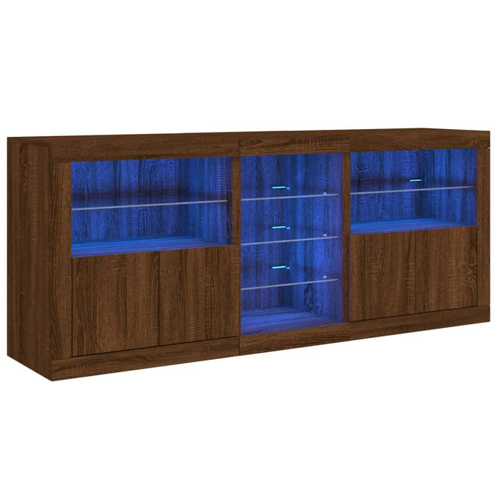 Servantă cu lumini LED, stejar maro, 162x37x67 cm WALTI