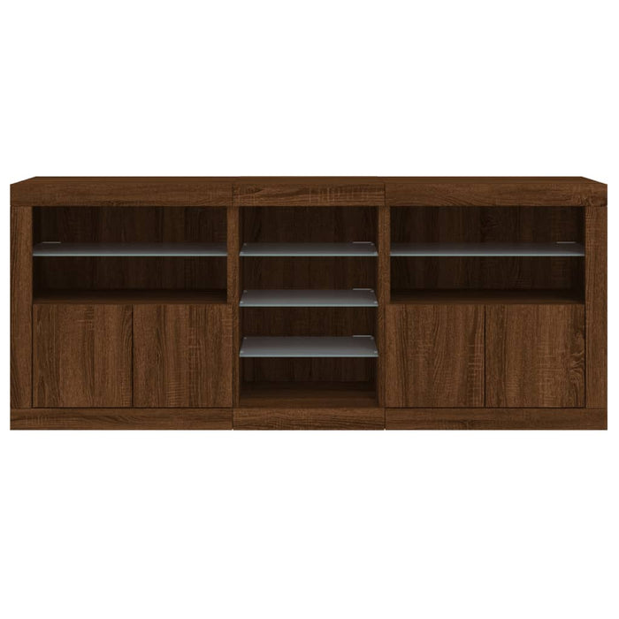 Servantă cu lumini LED, stejar maro, 162x37x67 cm WALTI
