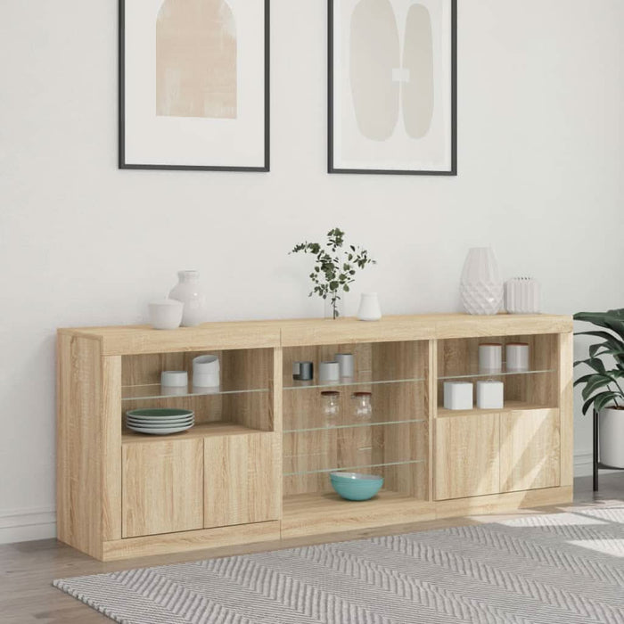 Servantă cu lumini LED, stejar sonoma, 181,5x37x67 cm - WALTI WALTI