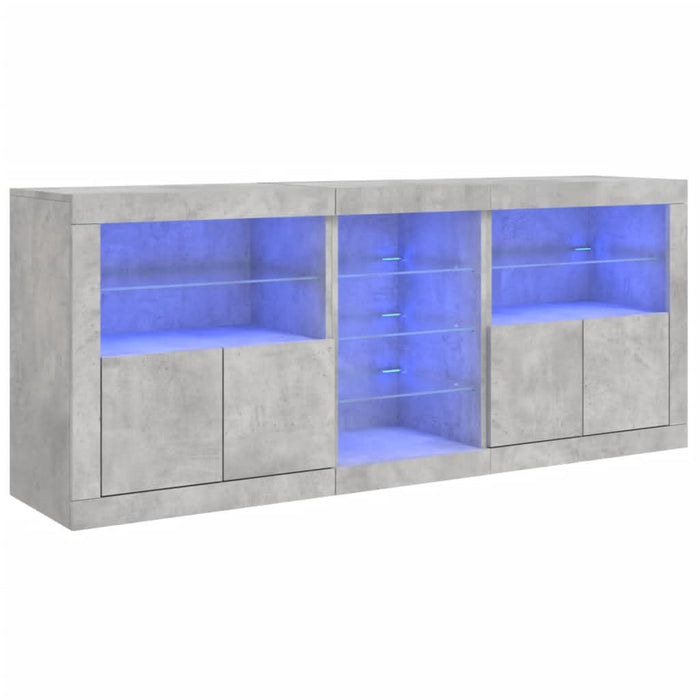 Servantă cu lumini LED, gri beton, 181,5x37x67 cm - WALTI WALTI