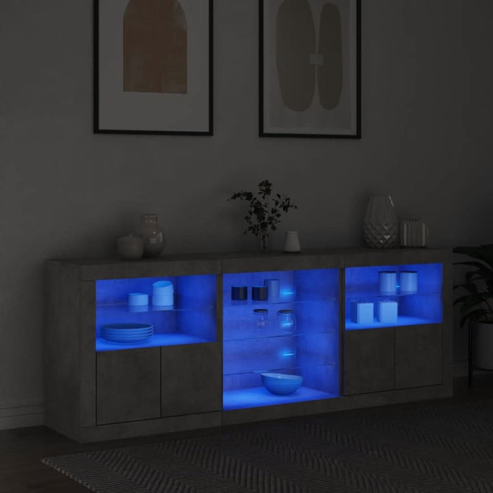 Servantă cu lumini LED, gri beton, 181,5x37x67 cm - WALTI WALTI
