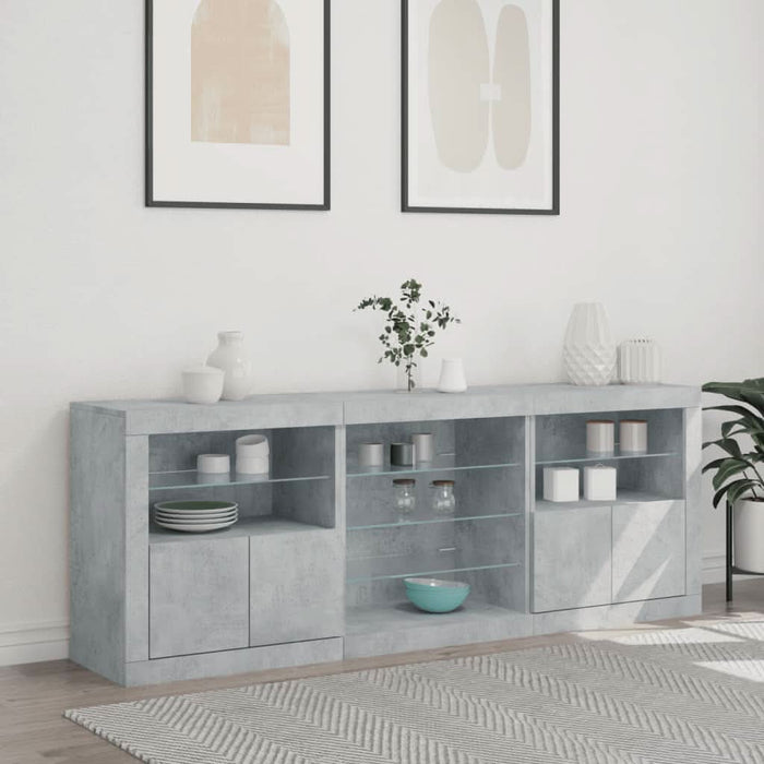 Servantă cu lumini LED, gri beton, 181,5x37x67 cm - WALTI WALTI
