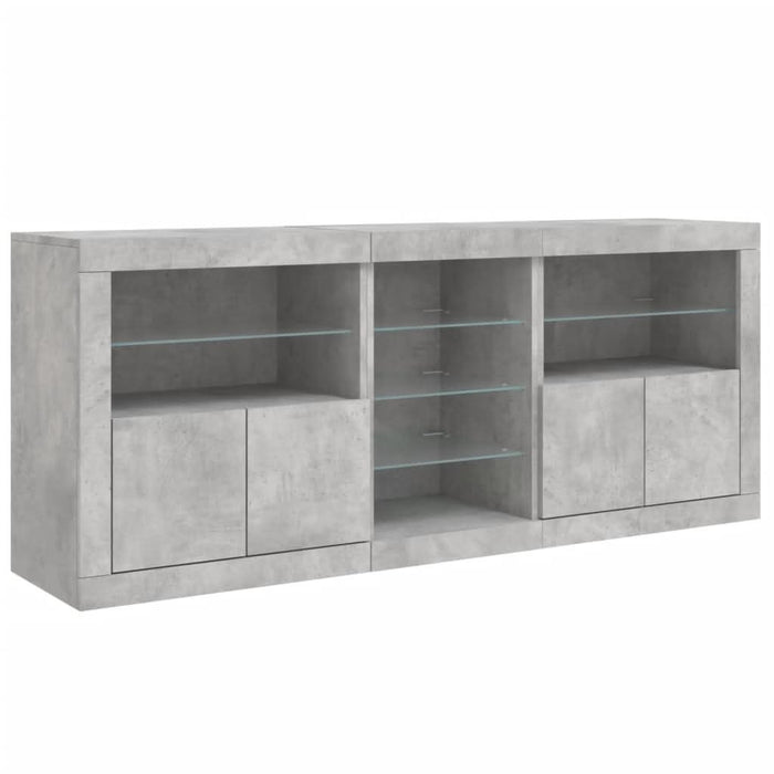 Servantă cu lumini LED, gri beton, 181,5x37x67 cm - WALTI WALTI