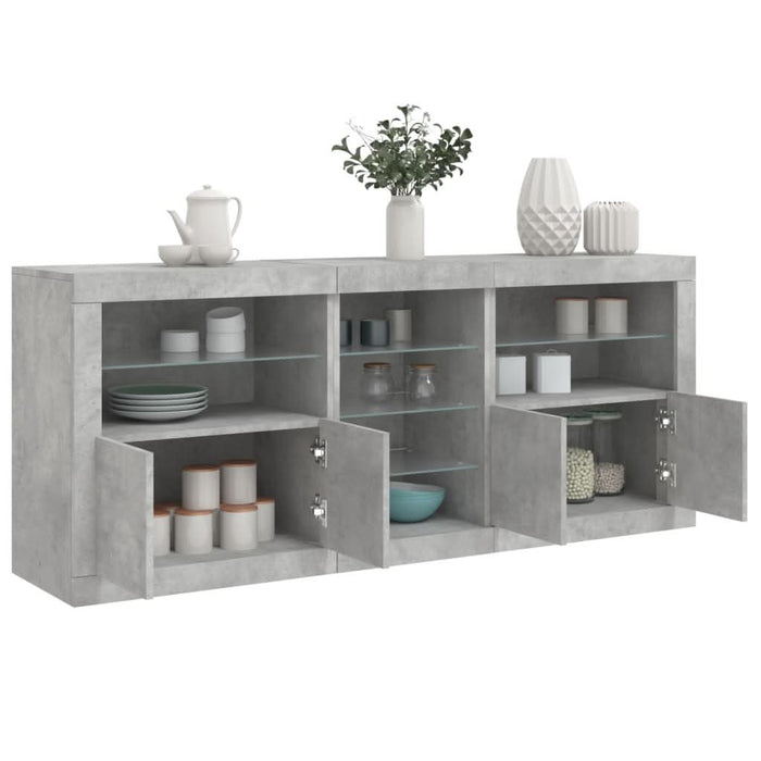 Servantă cu lumini LED, gri beton, 181,5x37x67 cm - WALTI WALTI