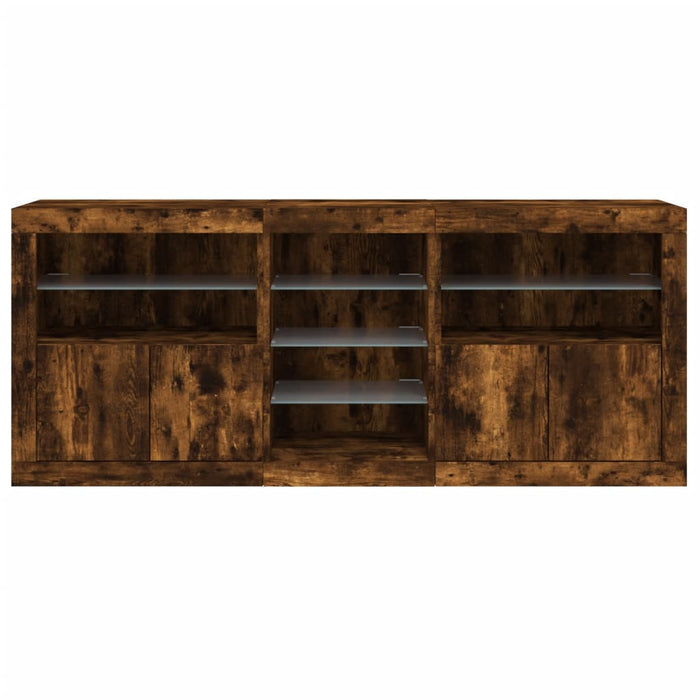 Servantă cu lumini LED, stejar fumuriu, 181,5x37x67 cm WALTI