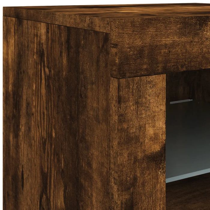 Servantă cu lumini LED, stejar fumuriu, 181,5x37x67 cm WALTI