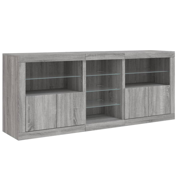 Servantă cu lumini LED, gri sonoma, 181,5x37x67 cm WALTI