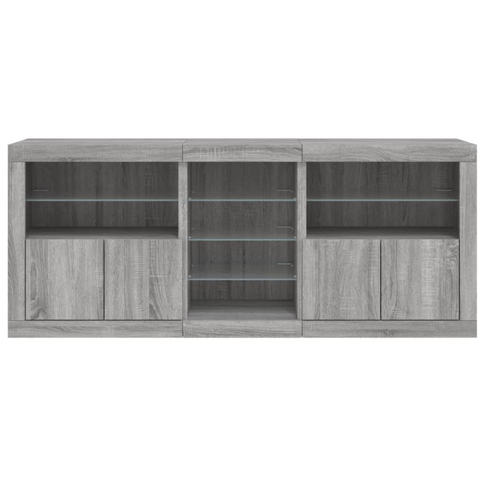 Servantă cu lumini LED, gri sonoma, 181,5x37x67 cm WALTI