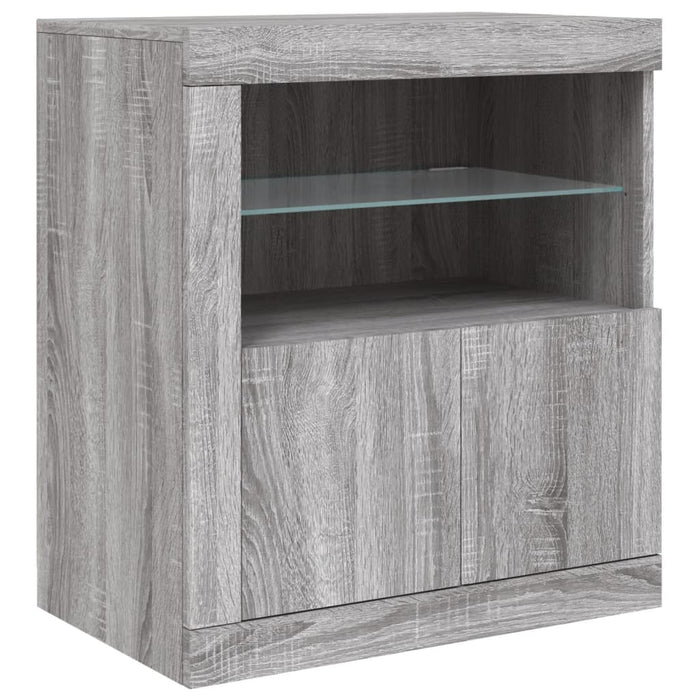 Servantă cu lumini LED, gri sonoma, 181,5x37x67 cm WALTI