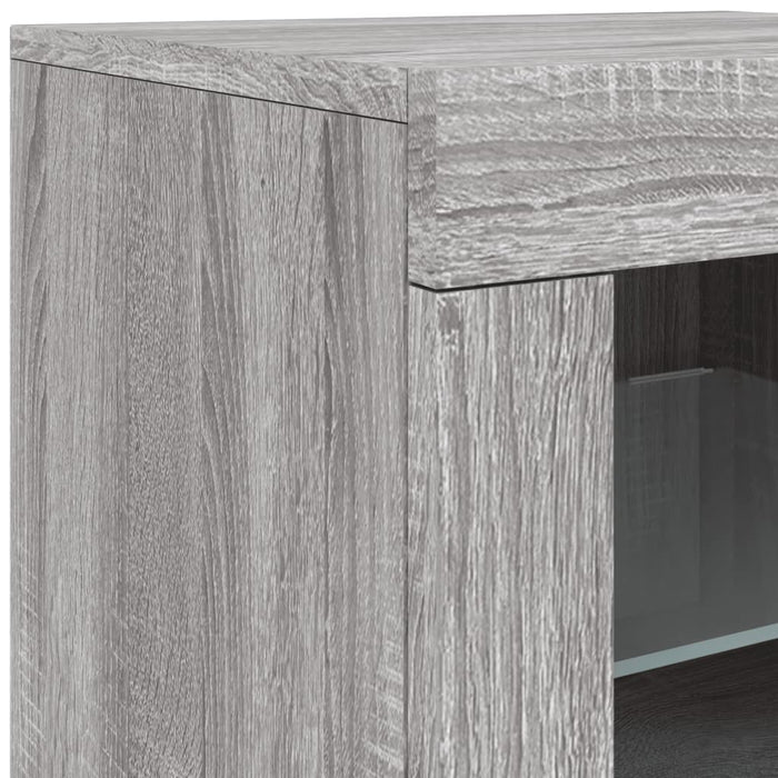 Servantă cu lumini LED, gri sonoma, 181,5x37x67 cm WALTI