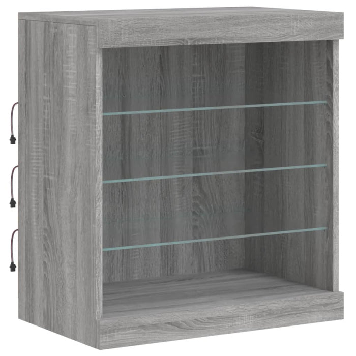 Servantă cu lumini LED, gri sonoma, 181,5x37x67 cm WALTI