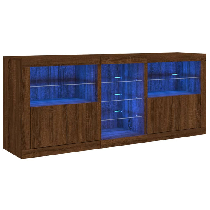Servantă cu lumini LED, stejar maro, 181,5x37x67 cm WALTI