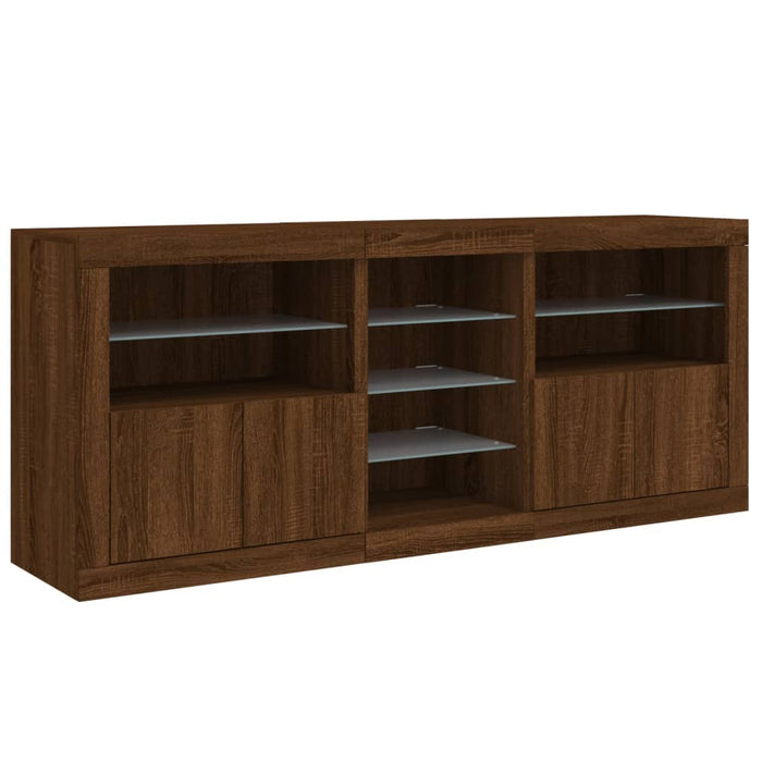 Servantă cu lumini LED, stejar maro, 181,5x37x67 cm WALTI