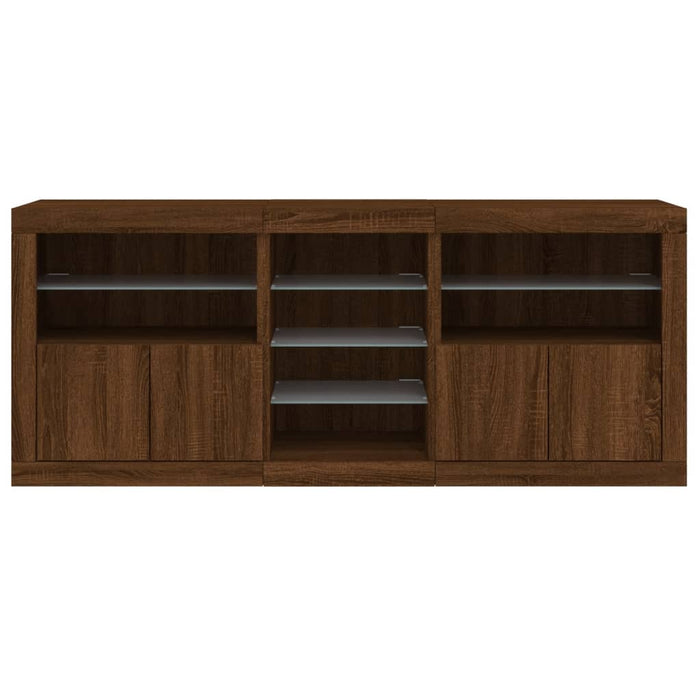 Servantă cu lumini LED, stejar maro, 181,5x37x67 cm WALTI
