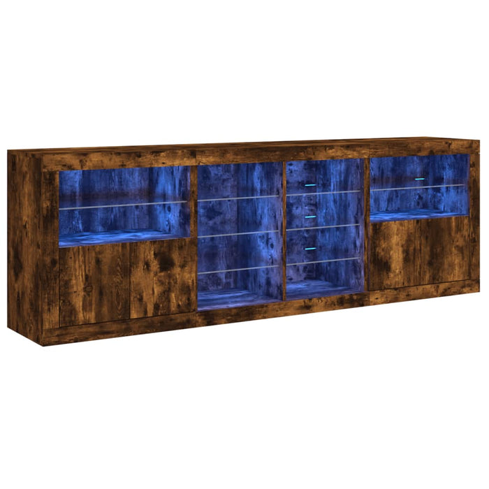 Servantă cu lumini LED, stejar fumuriu, 202x37x67 cm WALTI
