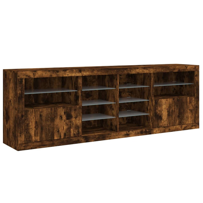 Servantă cu lumini LED, stejar fumuriu, 202x37x67 cm WALTI
