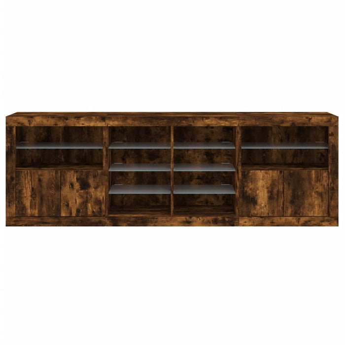 Servantă cu lumini LED, stejar fumuriu, 202x37x67 cm WALTI
