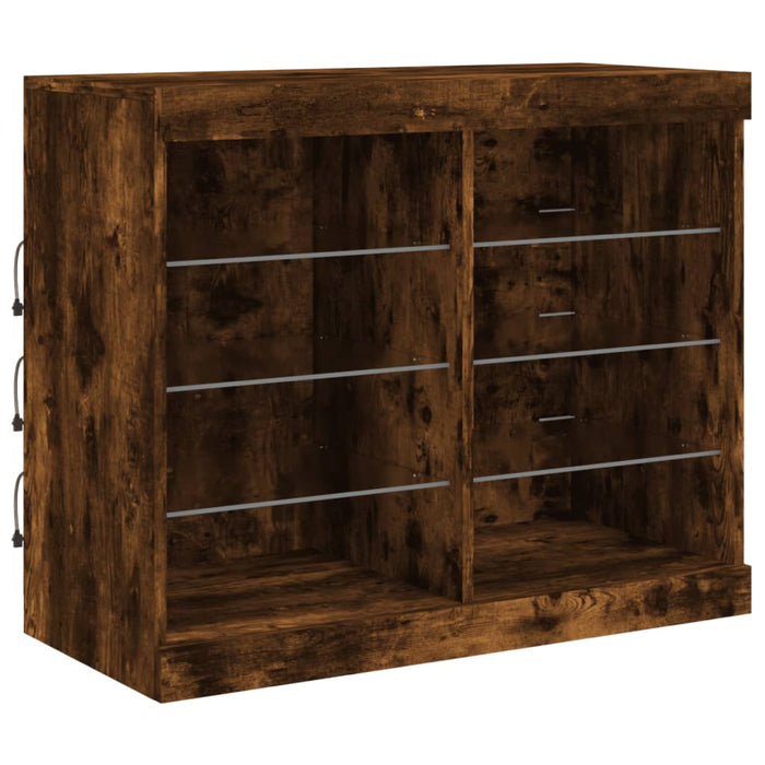 Servantă cu lumini LED, stejar fumuriu, 202x37x67 cm WALTI