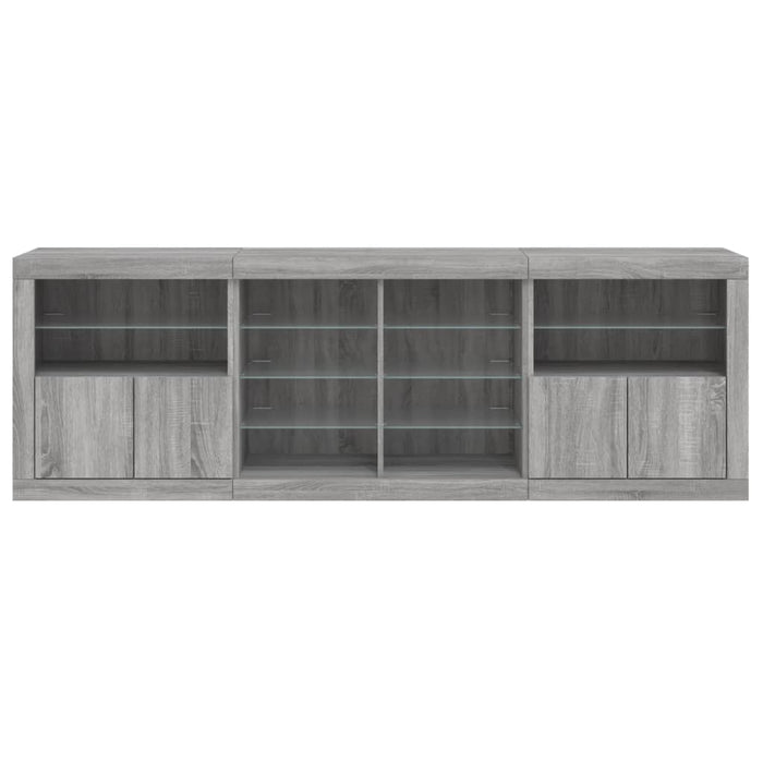 Servantă cu lumini LED, gri sonoma, 202x37x67 cm WALTI