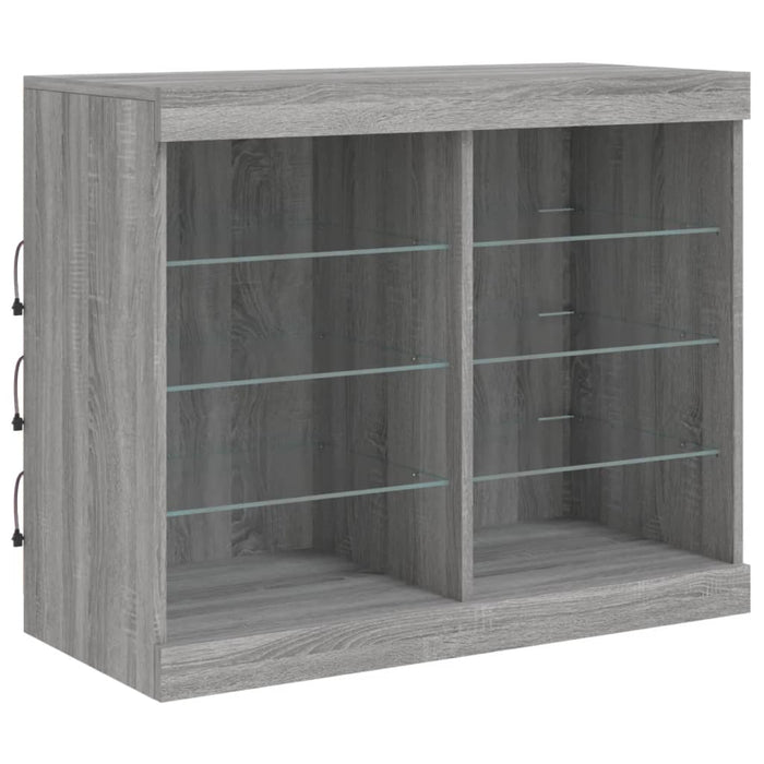 Servantă cu lumini LED, gri sonoma, 202x37x67 cm WALTI