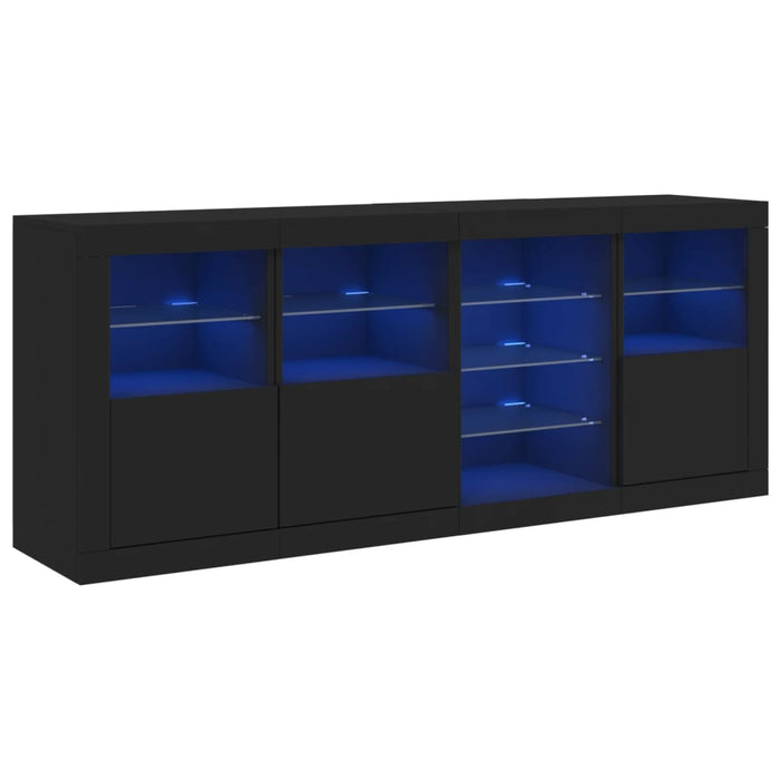 Servantă cu lumini LED, negru, 164x37x67 cm WALTI