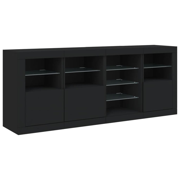 Servantă cu lumini LED, negru, 164x37x67 cm WALTI