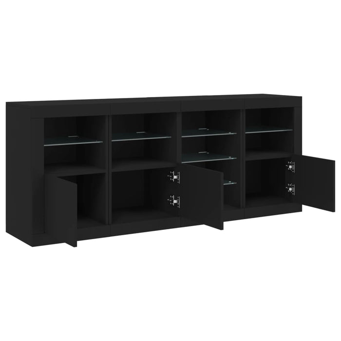 Servantă cu lumini LED, negru, 164x37x67 cm WALTI