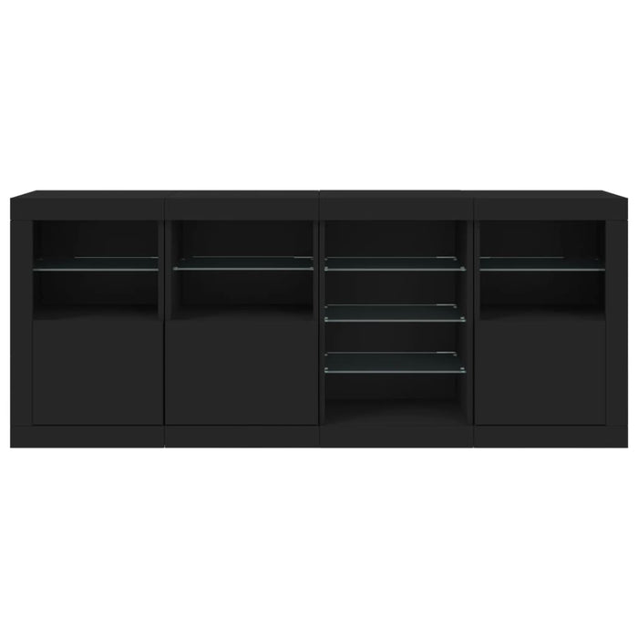 Servantă cu lumini LED, negru, 164x37x67 cm WALTI