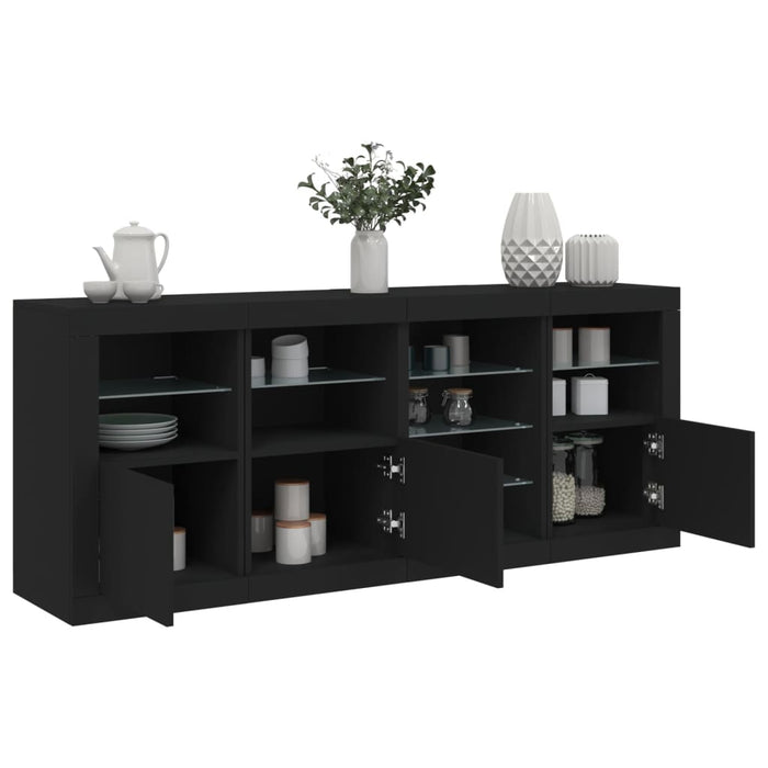 Servantă cu lumini LED, negru, 164x37x67 cm WALTI