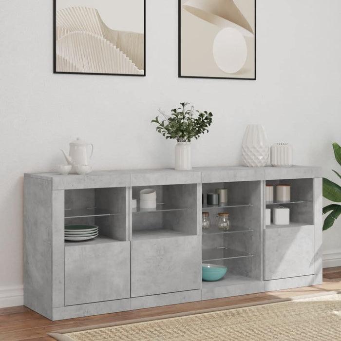 Servantă cu lumini LED, gri beton, 164x37x67 cm - WALTI WALTI
