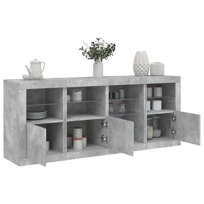 Servantă cu lumini LED, gri beton, 164x37x67 cm - WALTI WALTI