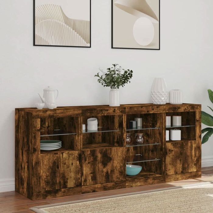 Servantă cu lumini LED, stejar fumuriu, 164x37x67 cm - WALTI WALTI