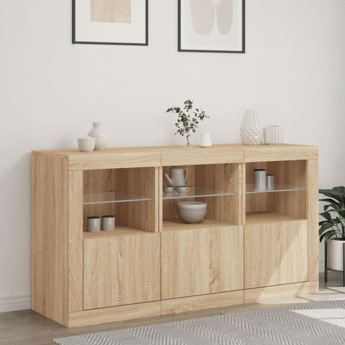 Servantă cu lumini LED, stejar sonoma, 123x37x67 cm - WALTI WALTI