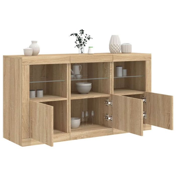 Servantă cu lumini LED, stejar sonoma, 123x37x67 cm - WALTI WALTI