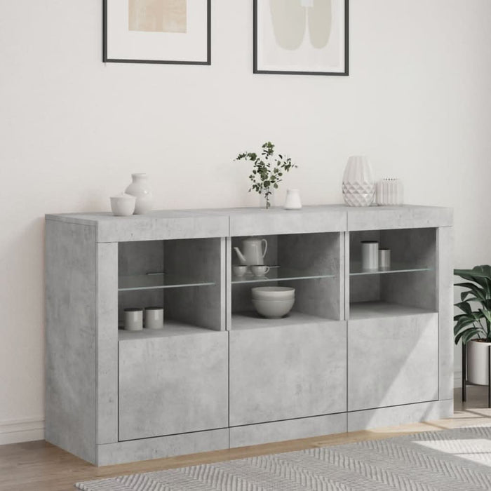 Servantă cu lumini LED, gri beton, 123x37x67 cm - WALTI WALTI