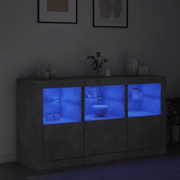 Servantă cu lumini LED, gri beton, 123x37x67 cm - WALTI WALTI