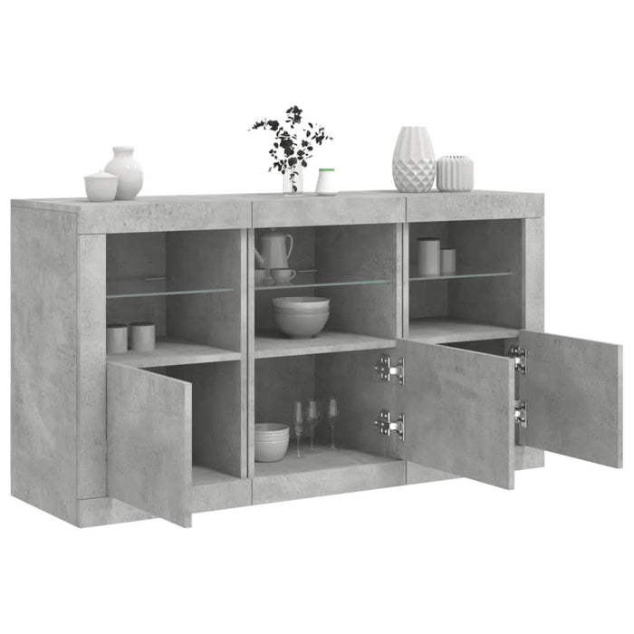 Servantă cu lumini LED, gri beton, 123x37x67 cm - WALTI WALTI