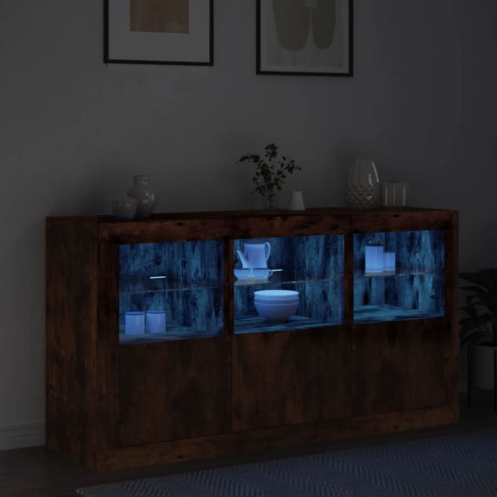 Servantă cu lumini LED, stejar fumuriu, 123x37x67 cm - WALTI WALTI