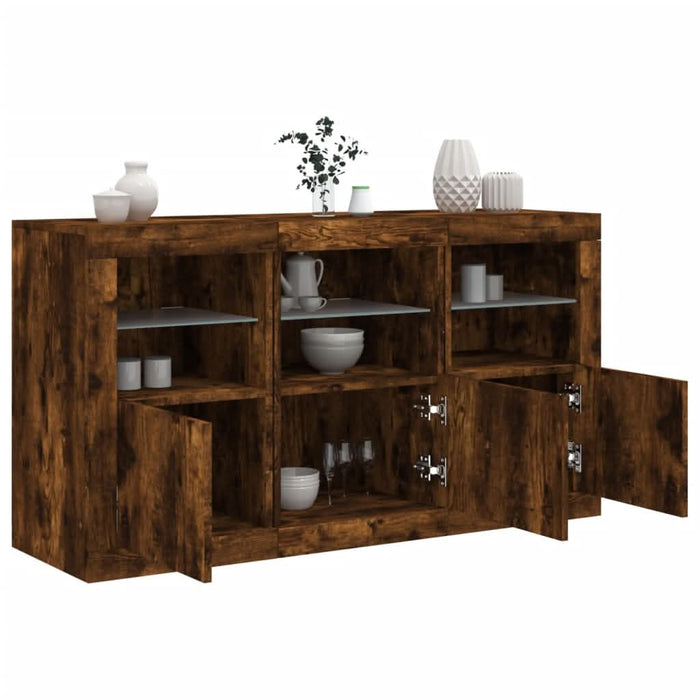 Servantă cu lumini LED, stejar fumuriu, 123x37x67 cm - WALTI WALTI