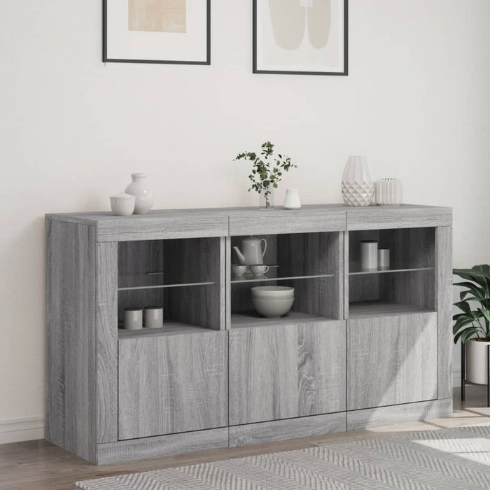 Servantă cu lumini LED, gri sonoma, 123x37x67 cm - WALTI WALTI