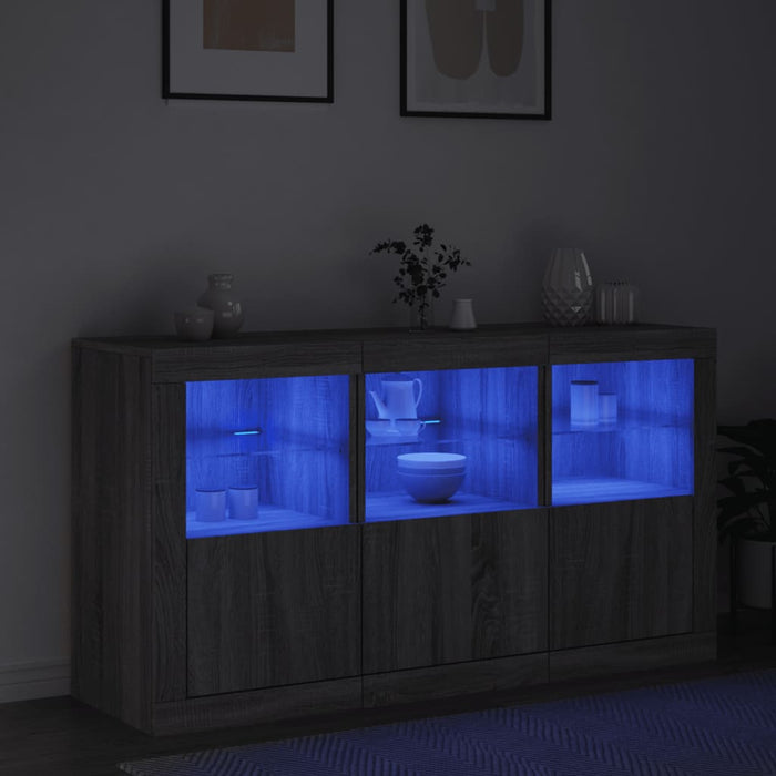 Servantă cu lumini LED, gri sonoma, 123x37x67 cm - WALTI WALTI