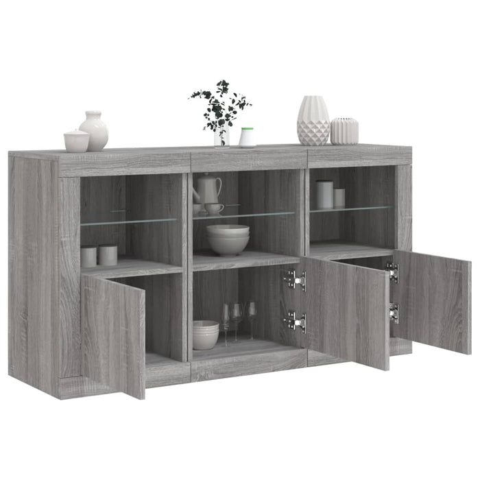 Servantă cu lumini LED, gri sonoma, 123x37x67 cm - WALTI WALTI