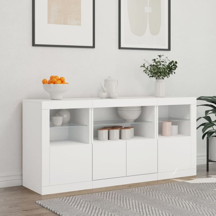 Servantă cu lumini LED, alb, 142,5x37x67 cm - WALTI WALTI