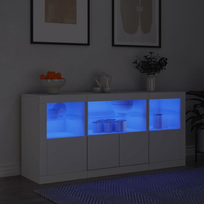 Servantă cu lumini LED, alb, 142,5x37x67 cm - WALTI WALTI
