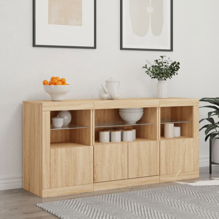 Servantă cu lumini LED, stejar sonoma, 142,5x37x67 cm - WALTI WALTI