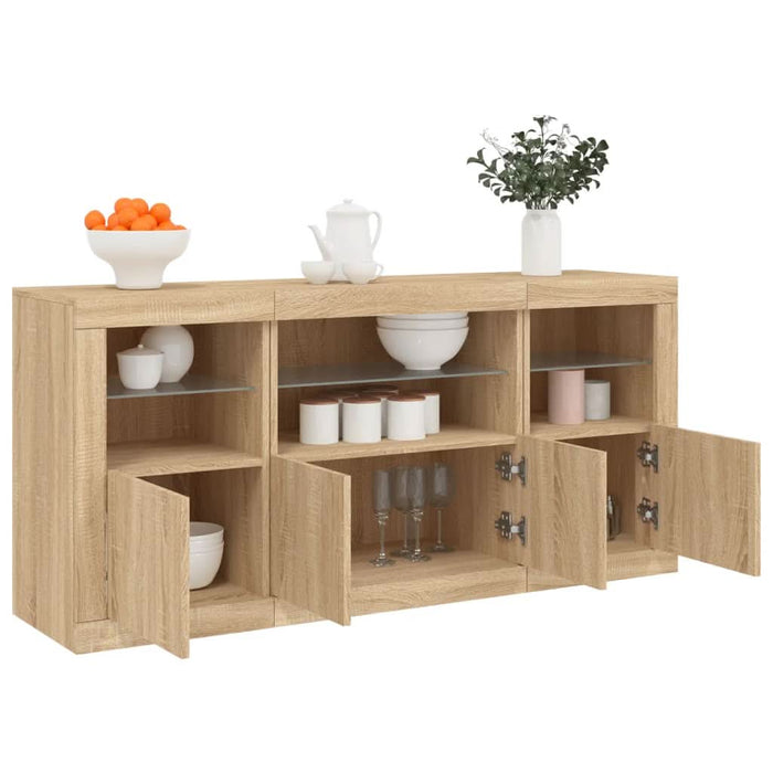 Servantă cu lumini LED, stejar sonoma, 142,5x37x67 cm - WALTI WALTI