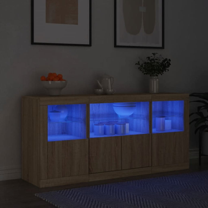 Servantă cu lumini LED, stejar sonoma, 142,5x37x67 cm - WALTI WALTI